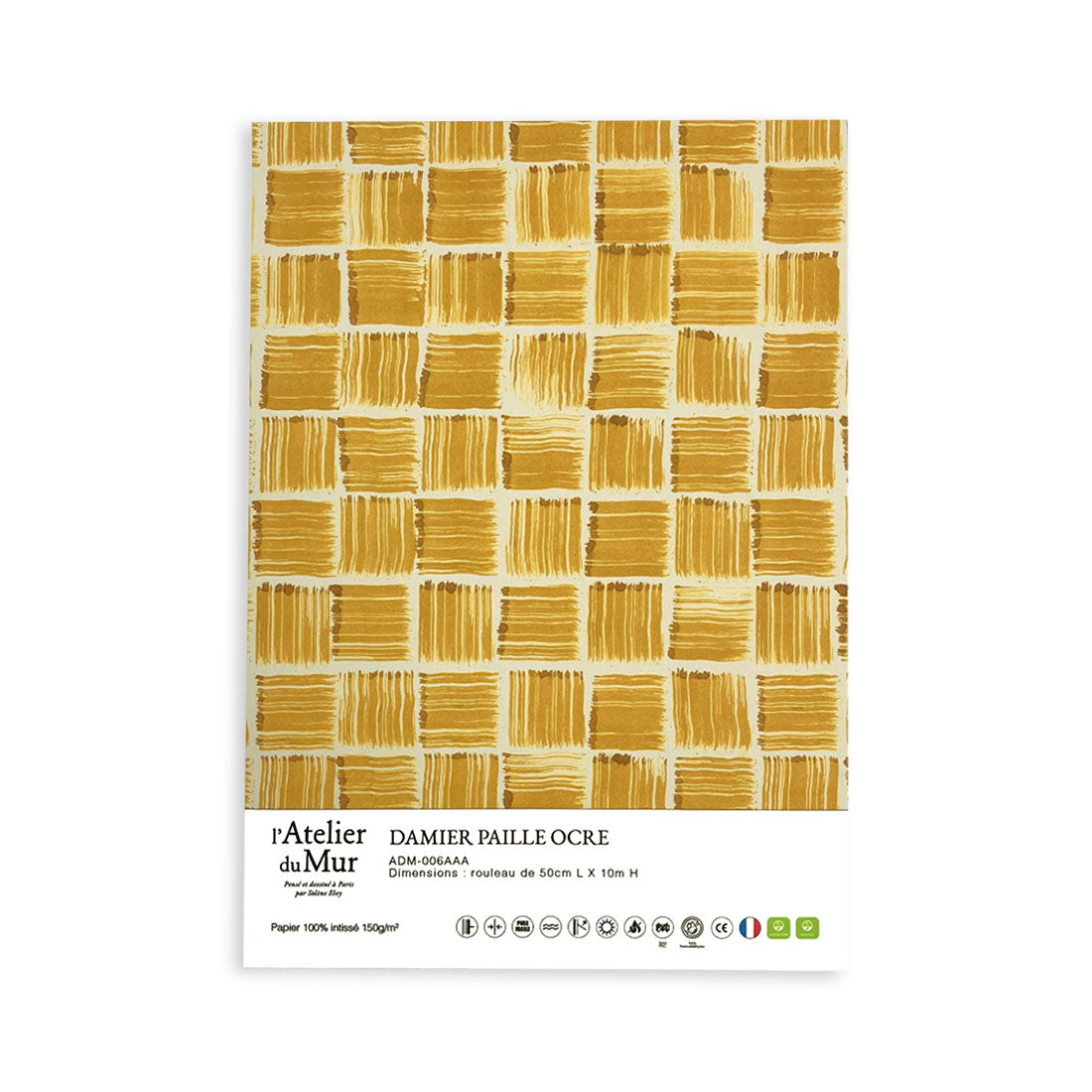 Papier Peint Damier Paille Ocre